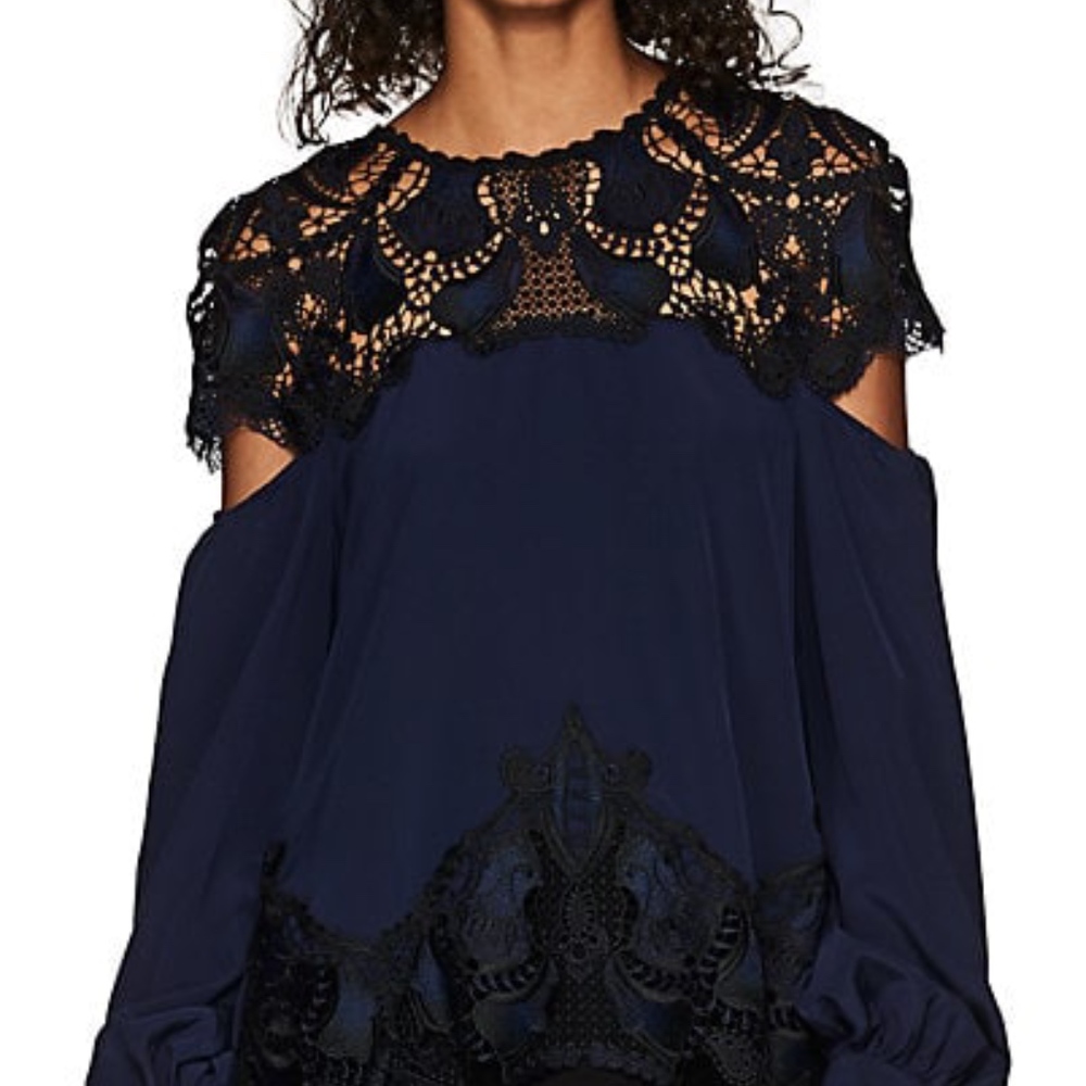 NWOT 💖 JONATHAN SIMKHAI Lace-Inset Silk Blouse